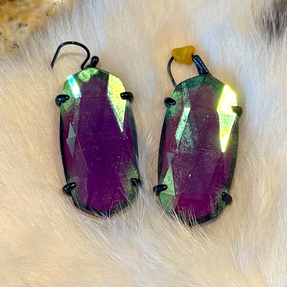 Kendra Scott Iridescent Purple and Green Faceted Drop Earring